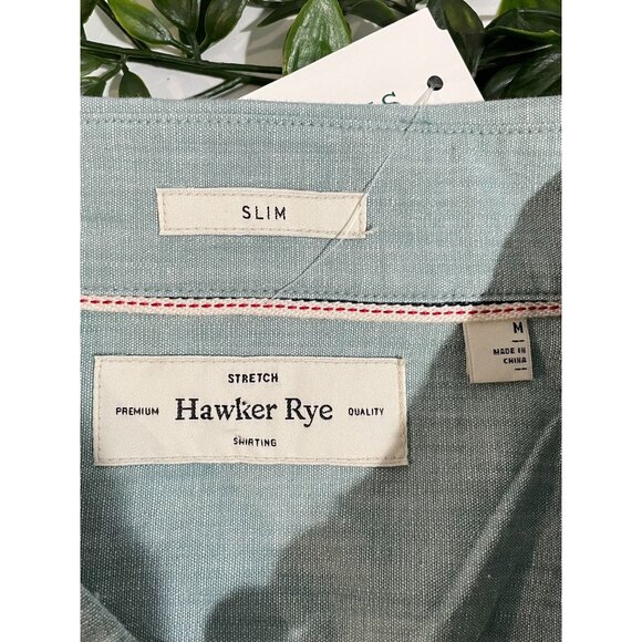Hawker Rye Slim Fit Stretch Short Sleeve Button-Up Shirt Medium Blue - Picture 4 of 13